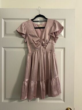 Altar'd State Dusty Pink Twist-Front Mini Dress